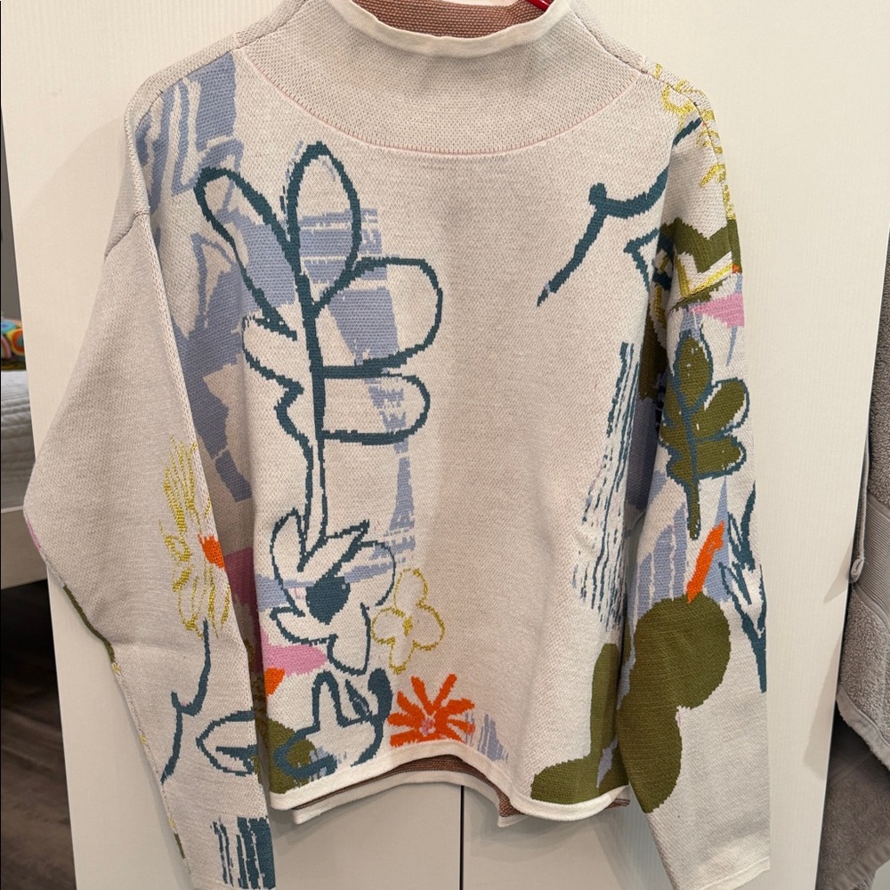 Maeve Carys Multicolor Abstract Cowl Neck Sweater